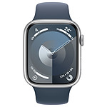 Montre connectée Apple Watch Series 9 GPS + Cellular - Aluminium Argent - Bracelet Sport Band Bleu - 41 mm - Taille S/M - Autre vue