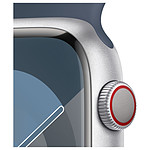 Montre connectée Apple Watch Series 9 GPS + Cellular - Aluminium Argent - Bracelet Sport Band Bleu - 45 mm - Taille S/M - Autre vue