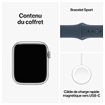 Montre connectée Apple Watch Series 9 GPS + Cellular - Aluminium Argent - Bracelet Sport Band Bleu - 45 mm - Taille S/M - Autre vue