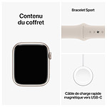 Montre connectée Apple Watch Series 9 GPS + Cellular - Aluminium Lumière Stellaire - Bracelet Sport Band  - 45 mm - Taille S/M - Autre vue