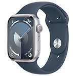 Montre connectée Apple Watch Series 9 GPS - Aluminium Argent - Bracelet  Sport Bleu - 45 mm - Taille M/L - Autre vue