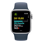 Montre connectée Apple Watch SE GPS + Cellular (2023) (Argent - Bracelet Sport Band Bleu) - 40 mm - Taille S/M - Autre vue