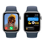Montre connectée Apple Watch SE GPS (2023) (Argent - Bracelet Sport Band Bleu) - 44 mm - Taille S/M - Autre vue