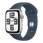 Apple Watch SE GPS (2023) (Argent - Bracelet Sport Band Bleu orage) - 44 mm - Taille M/L