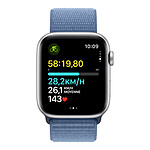 Montre connectée Apple Watch SE GPS + Cellular (2023) (Argent - Bracelet Sport Loop Bleu d'hiver) - 44 mm - Autre vue