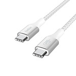 Câble USB Belkin Câble USB-C vers USB-C 240W - renforcé (blanc) - 1 m - Autre vue