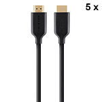 Câble HDMI Belkin Lot de 5x câbles HDMI 2.0 Premium Gold avec Ethernet - 1 m - Autre vue