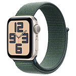 Montre connectée Apple Watch SE GPS (2024) - 40 mm - Aluminium Lumière Stellaire - Bracelet Sport Textile Vert Lacustre - Autre vue