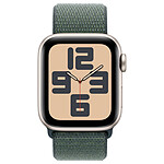 Montre connectée Apple Watch SE GPS (2024) - 40 mm - Aluminium Lumière Stellaire - Bracelet Sport Textile Vert Lacustre - Autre vue