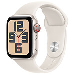 Montre connectée Apple Watch SE GPS + Cellular (2024) - 40 mm - Aluminium Lumière Stellaire -  Bracelet Sport Lumière Stellaire S/M - Autre vue