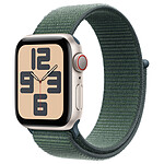 Montre connectée Apple Watch SE GPS + Cellular (2024) - 40 mm - Aluminium Lumière Stellaire -  Bracelet Sport Textile Vert Lacustre - Autre vue