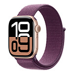 Montre connectée Apple Watch Series 10 GPS - Aluminium Rose Or - Bracelet Sport Textile Prune - 42 mm - Autre vue