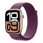 Montre connectée Apple Watch Series 10 GPS - Aluminium Rose Or - Bracelet Sport Textile Prune - 46 mm - Autre vue