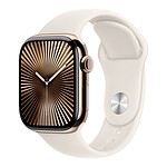 Montre connectée Apple Watch Series 10 GPS  + Cellular - Titane Or - Bracelet Sport Lumière Stellaire - 42 mm - Taille S/M - Autre vue