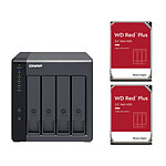 Serveur NAS QNAP TR-004 - Boitier d'extension RAID 4 baies + 2 x Western Digital WD Red Plus 4 To - 256 Mo - Autre vue