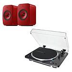 Mini-chaine KEF LSX II Rouge + Audio-Technica AT-LP70XBT Noir - Autre vue