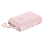 Batterie et powerbank Belkin Batterie externe 10K 20W avec câble USB-C intégré - Rose - Autre vue