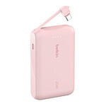 Batterie et powerbank Belkin Batterie externe 10K 20W avec câble USB-C intégré - Rose - Autre vue