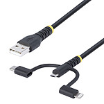 Adaptateur USB StarTech.com Câble 3-en-1 USB-A vers micro USB / USB-C / Lightning - 1 m - Autre vue
