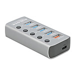 Hub USB DeLock Hub USB 3.0 à 6 ports avec 1 port USB-A dédié à la charge (5V 2.4A) et 1 port USB-C PD 3.0 - Autre vue