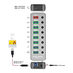Hub USB DeLock Hub USB 3.0 à 9 ports avec 1 port USB-A dédié à la charge (5V 2.4A) et 1 port USB-C PD 3.0 - Autre vue