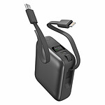 Batterie et powerbank Akashi Batterie de Secours avec câbles USB-C et Lightning intégrés - 10 000 mAh (Noir) - Autre vue