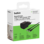 Chargeur Belkin BoostCharge Chargeur secteur USB-C (25 W) + Câble USB-C vers USB-C - Noir - Autre vue