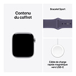 Montre connectée Apple Watch Series 11 GPS - Aluminium Argent  - Bracelet Sport Violet  - 46 mm - Taille S/M - Autre vue