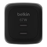 Chargeur USB Belkin BoostCharge Pro Chargeur secteur GaN deux ports USB-C 67W - Noir - Autre vue