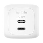 Chargeur Belkin BoostCharge Pro Chargeur secteur GaN deux ports USB-C - 50W - Blanc - Autre vue