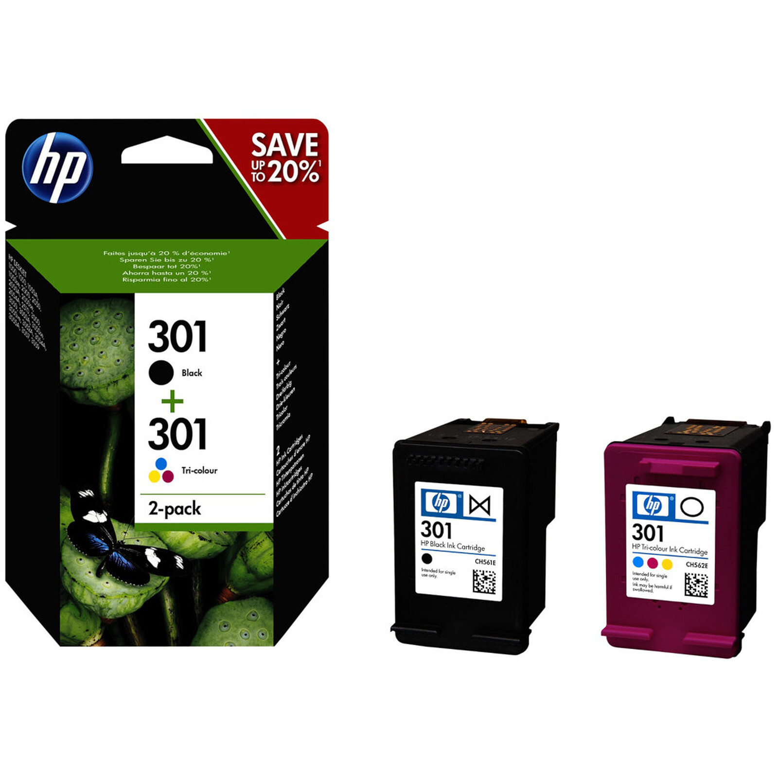 Cartouche d'encre HP Combo Pack n°301 (N9J72AE) - Cartouche d'encre  - Autre vue