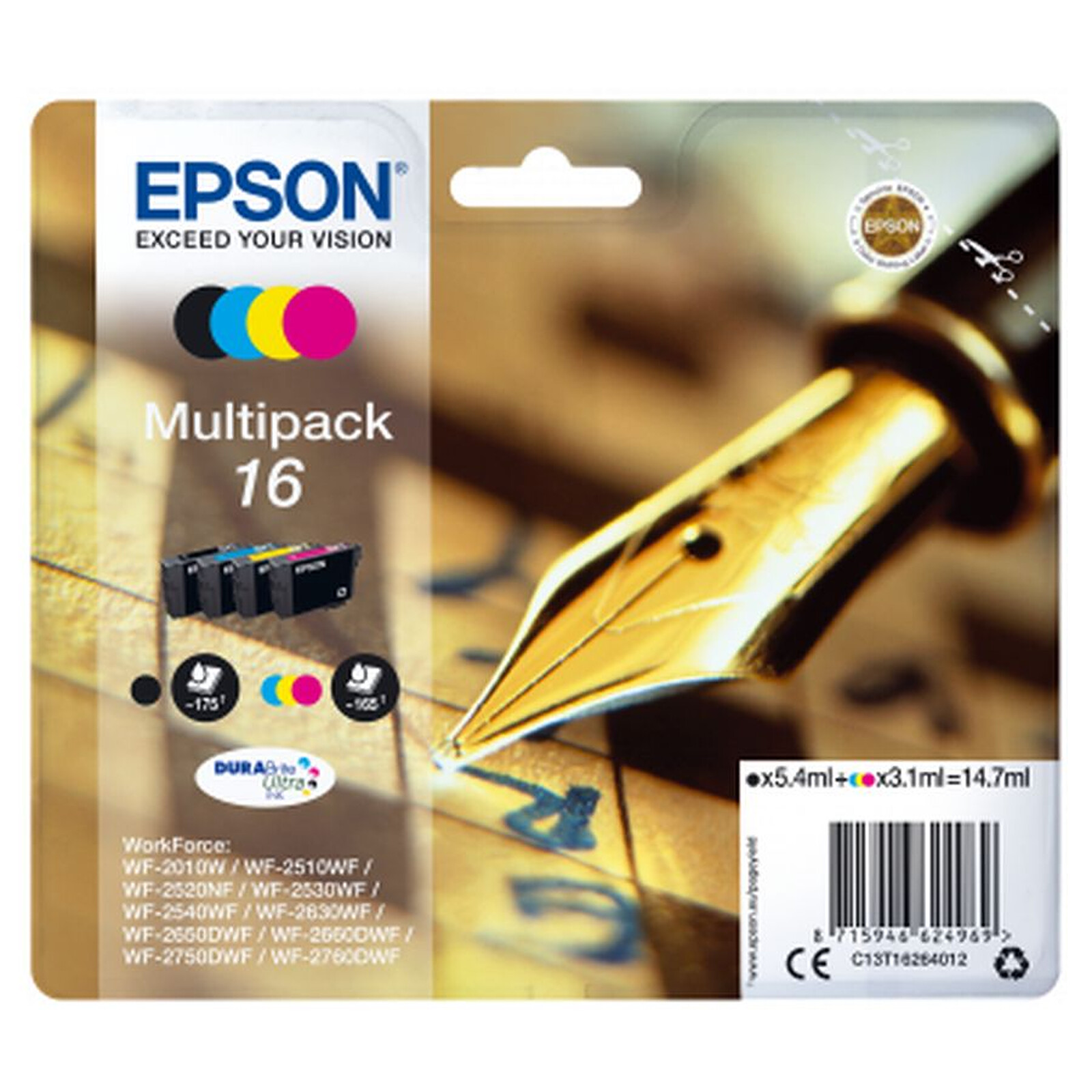 Cartouche d'encre Epson Multipack 16 XL (BK/C/M/J) "Stylo à plume" - Autre vue