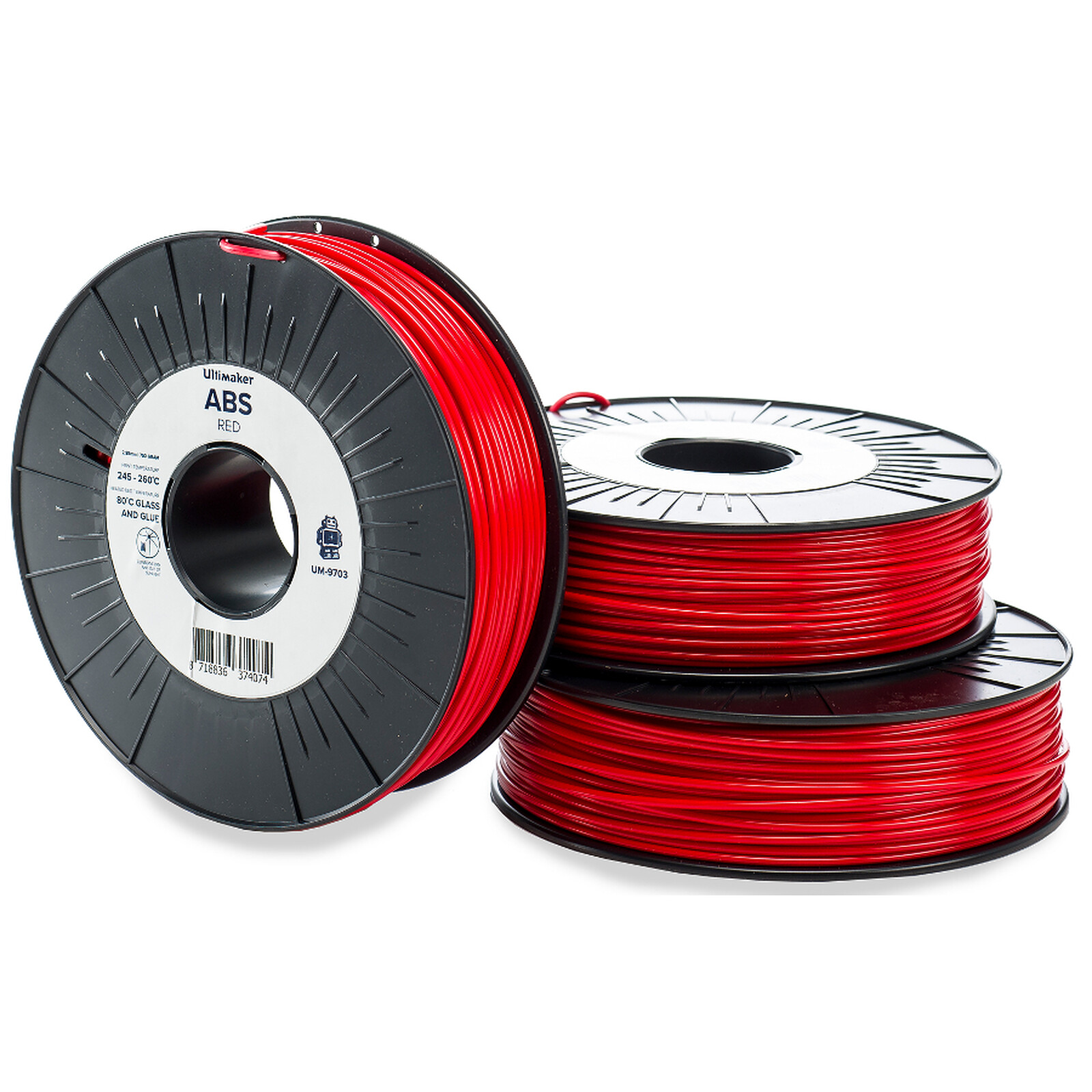 Filament 3D Ultimaker ABS Rouge - 2.85 mm - 750 g - Autre vue