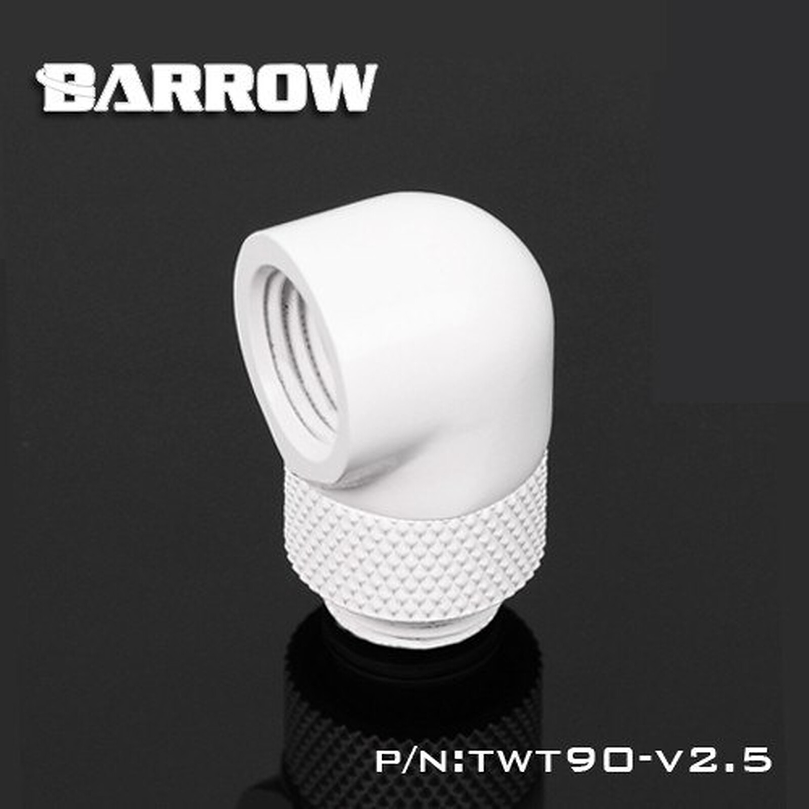 Watercooling Custom BARROW TWT90-v2.5 - Embout rotatif à 90° mâle vers femelle - Blanc - Autre vue