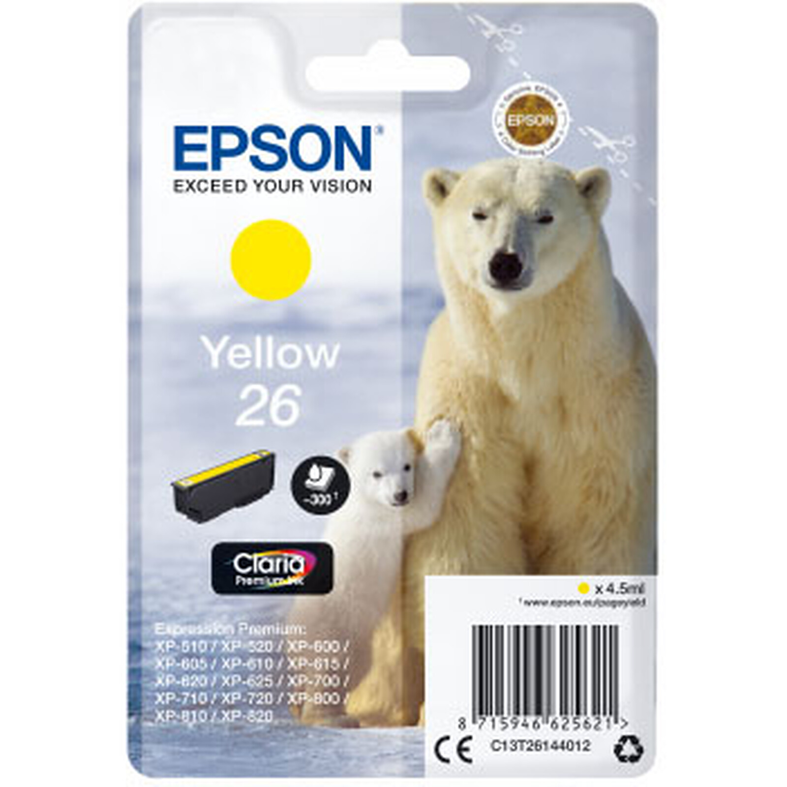 Cartouche d'encre Epson Jaune 26  - Autre vue