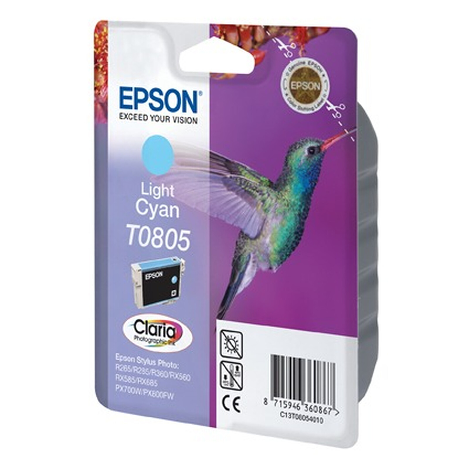 Cartouche d'encre Epson Cyan Clair T0805 - Autre vue
