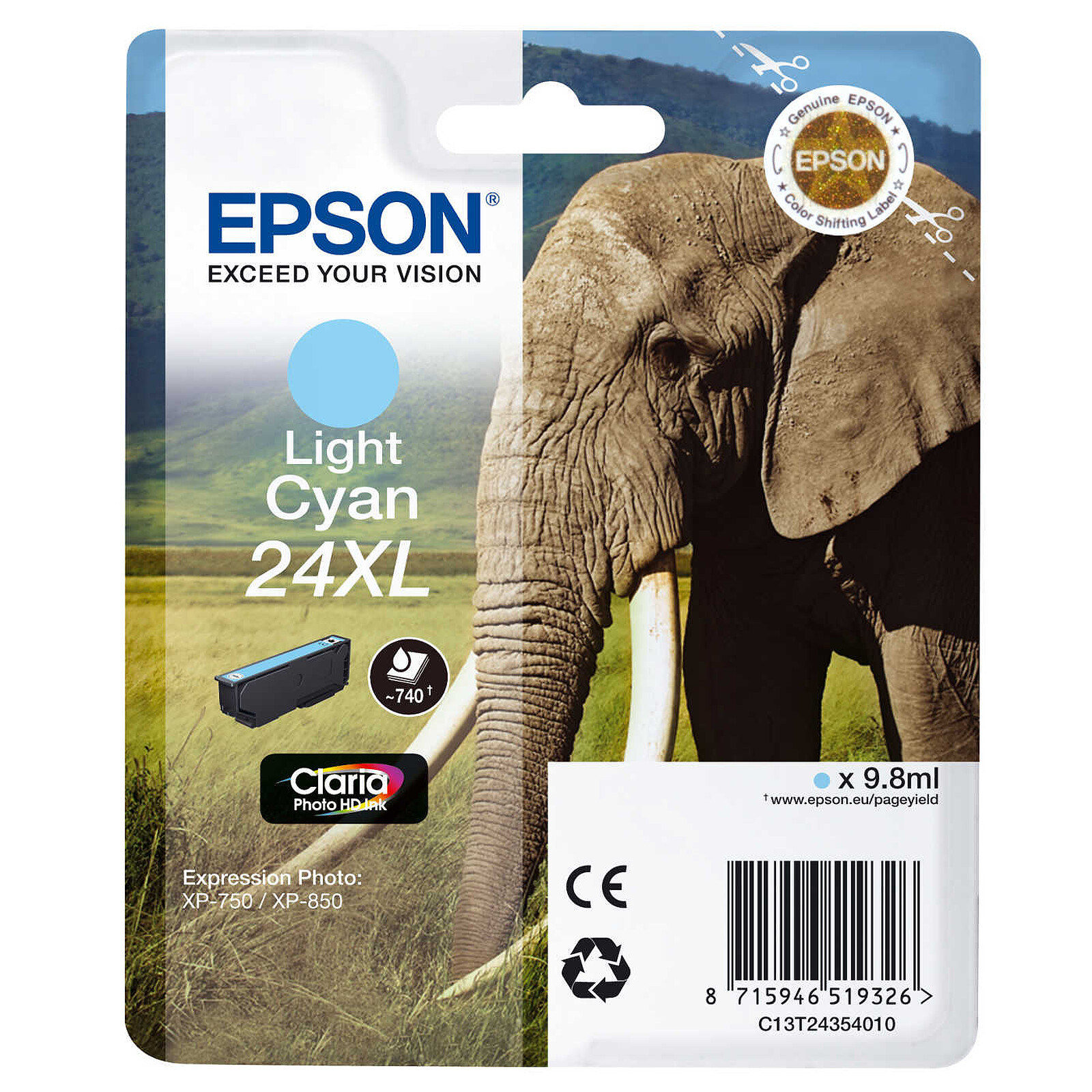 Cartouche d'encre Epson Cyan Clair 24XL - Autre vue