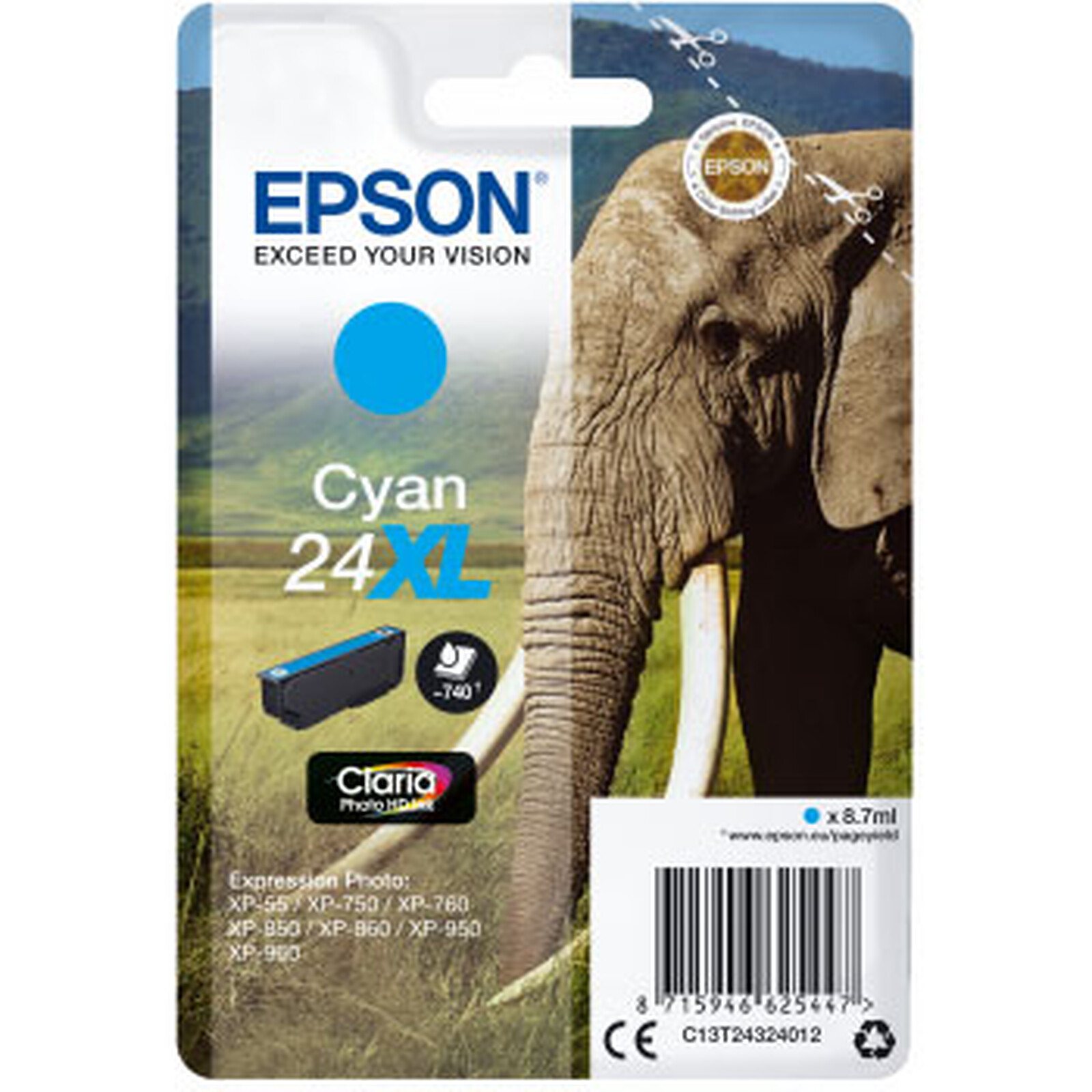 Cartouche d'encre Epson Cyan 24XL - Autre vue