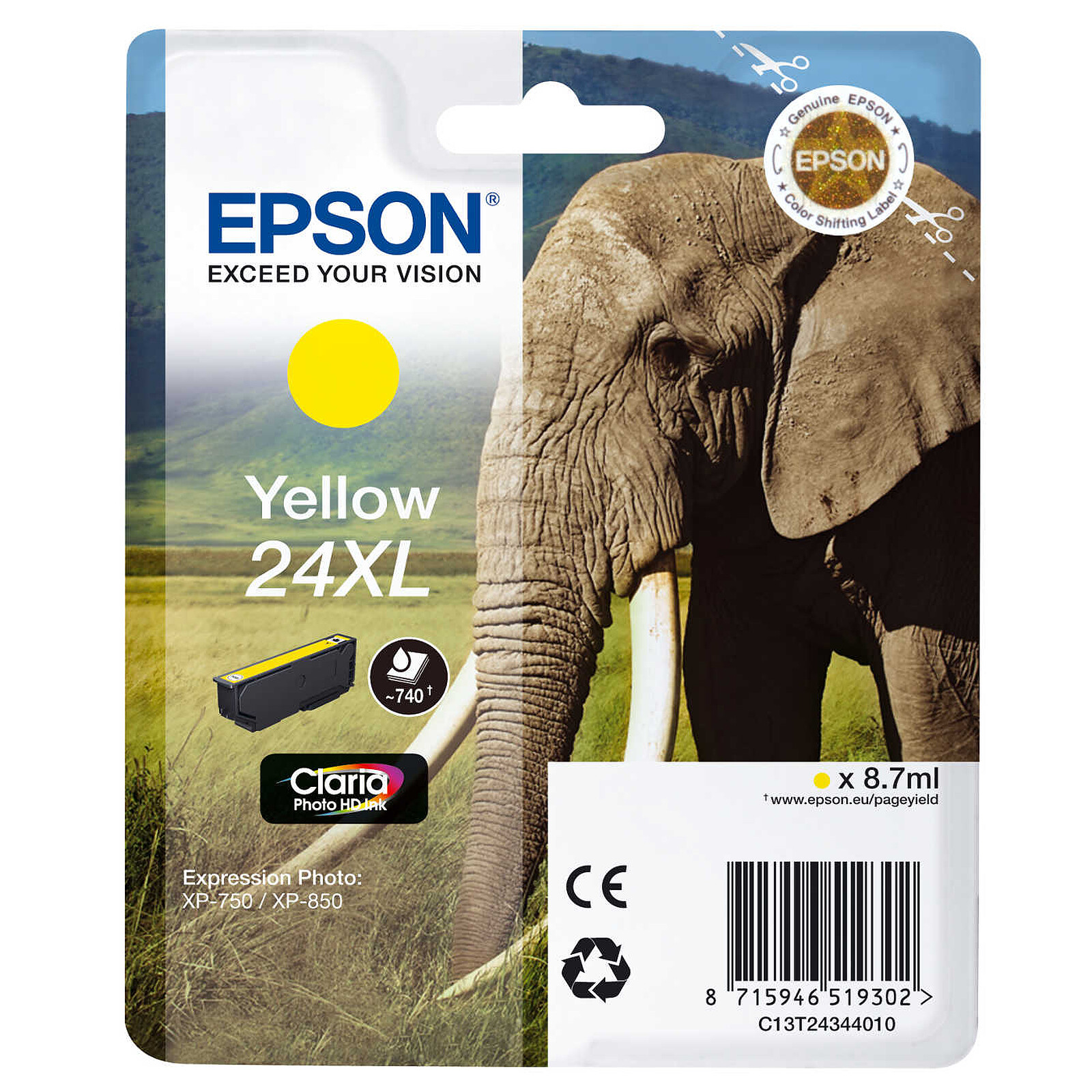 Cartouche d'encre Epson Jaune 24XL - Autre vue