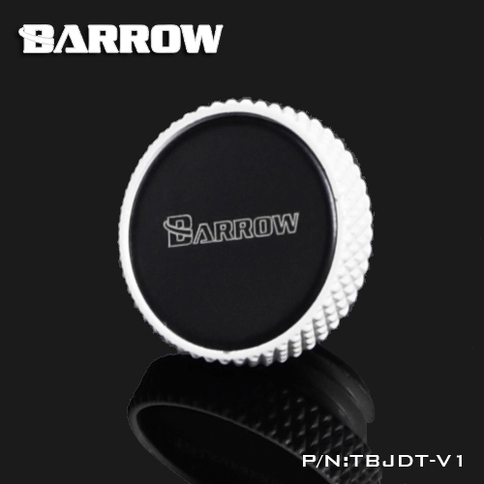 Watercooling Custom BARROW TBJDT-V1 - Bouchon filetage 1/4" finition miroir - Blanc et Noir - Autre vue