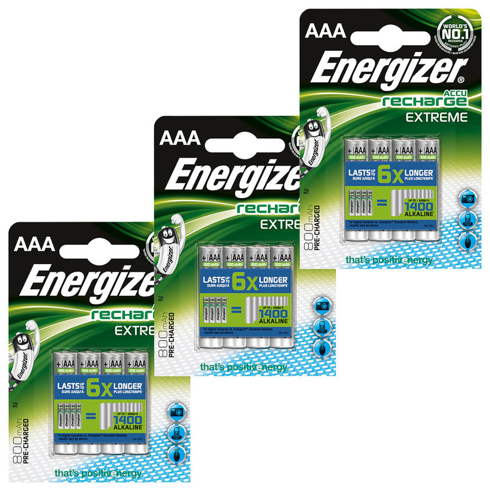 Pile et chargeur Energizer Accu Recharge Extreme AAA 800 mAh (par 12) - Autre vue