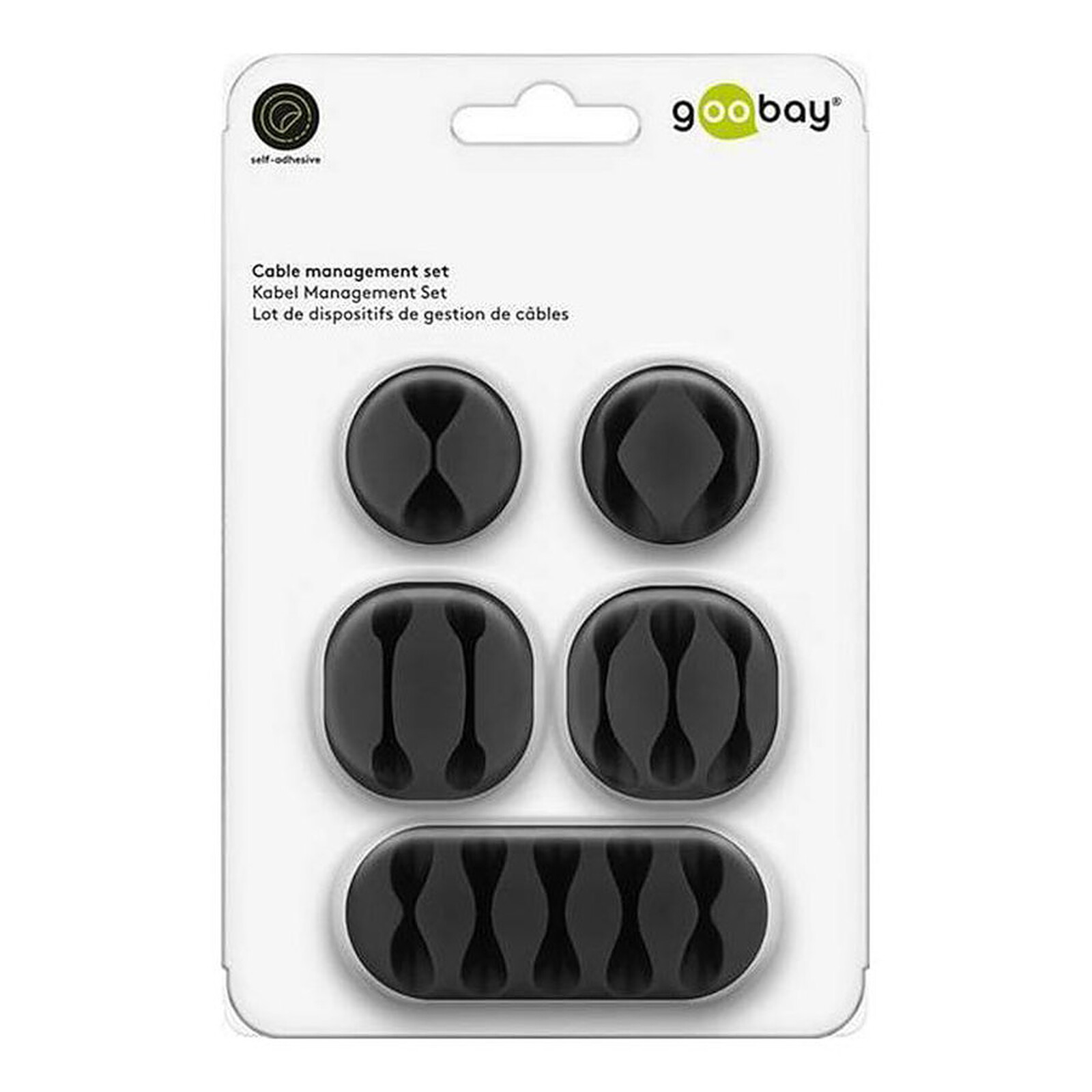 Passe câble et serre câble Goobay Set Cable Management - Noir - Autre vue