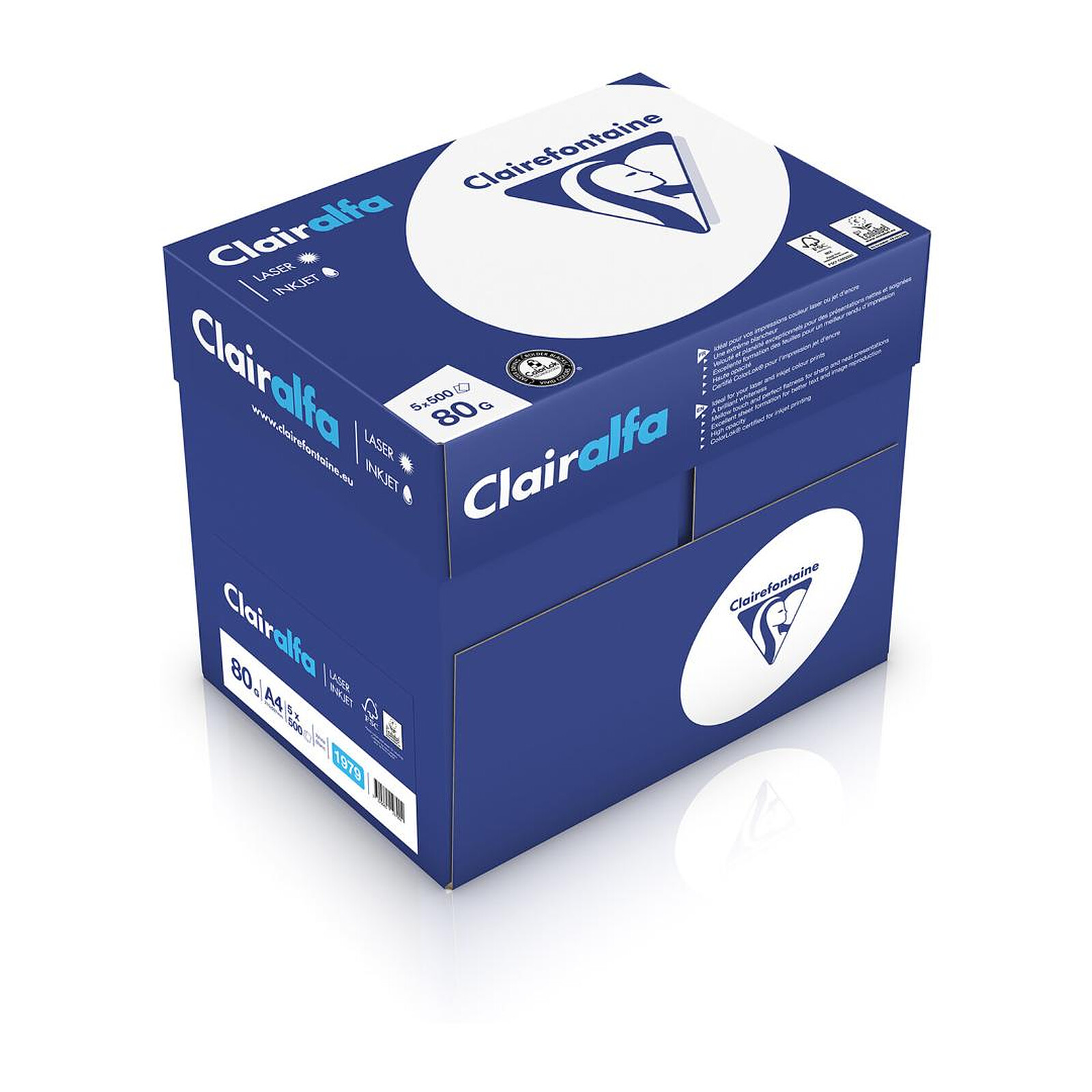 Papier imprimante Clairefontaine Clairalfa ramette 500 feuilles 80g A4 Blanc X5 - Autre vue