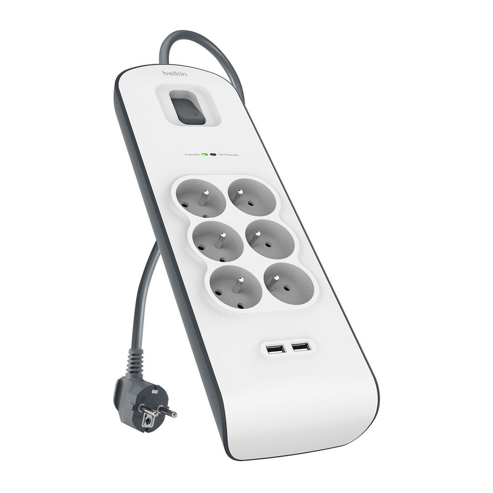 Multiprise Belkin multiprise parafoudre - 6 prises + 2 prises USB - Autre vue