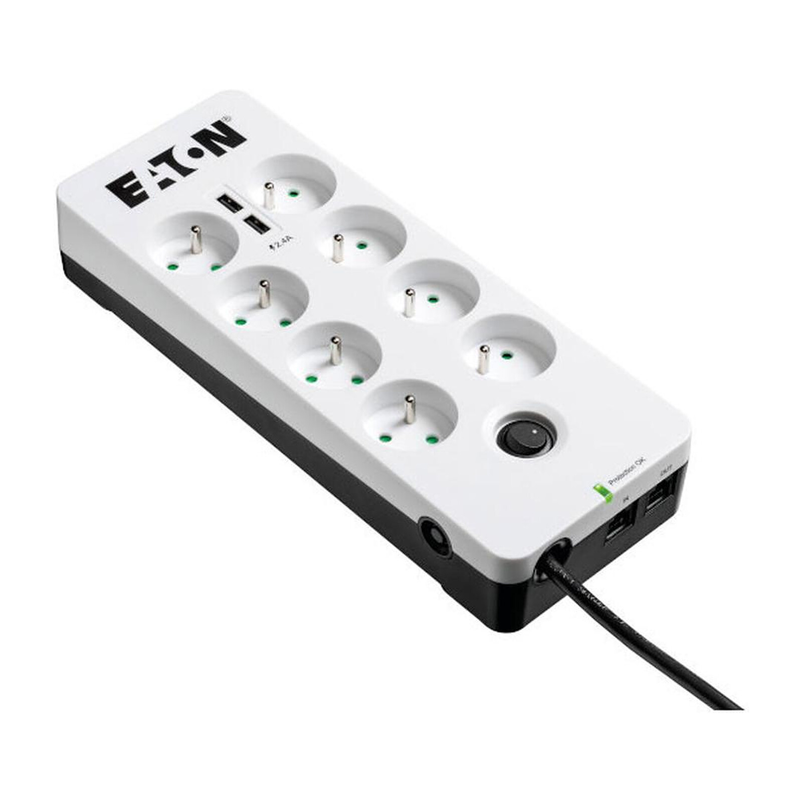 Prise parafoudre Eaton Protection Box 8 Tel USB FR - 8 prises + 2 USB - Autre vue