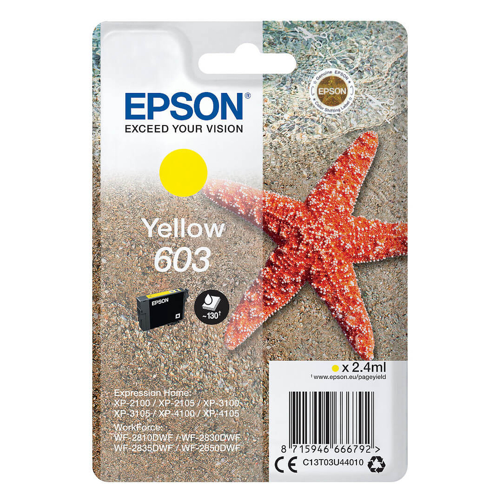 Cartouche d'encre Epson Etoile de mer 603 Jaune - Autre vue