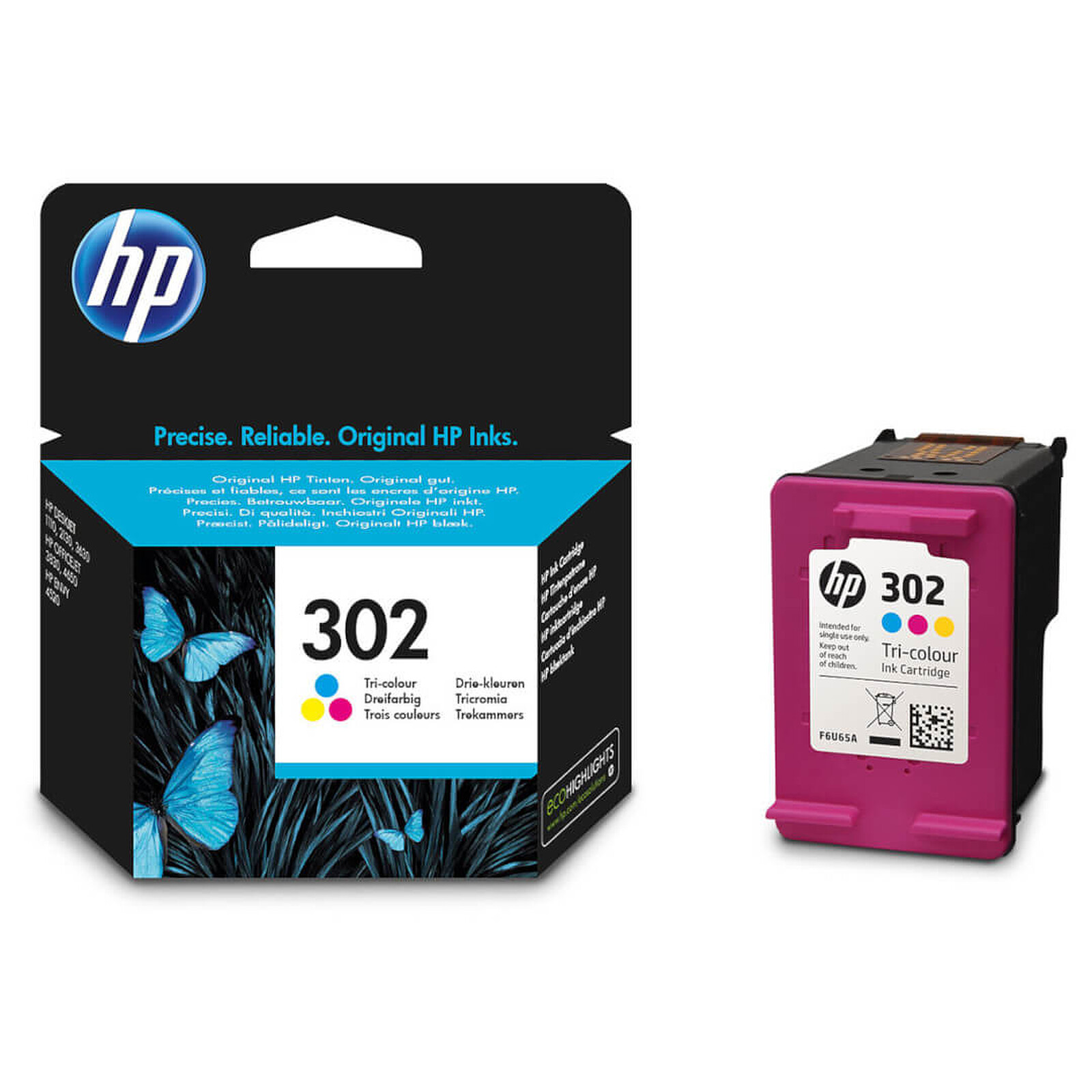 Cartouche d'encre HP 302 (F6U65AE) - Cyan/Magenta/Jaune  - Autre vue