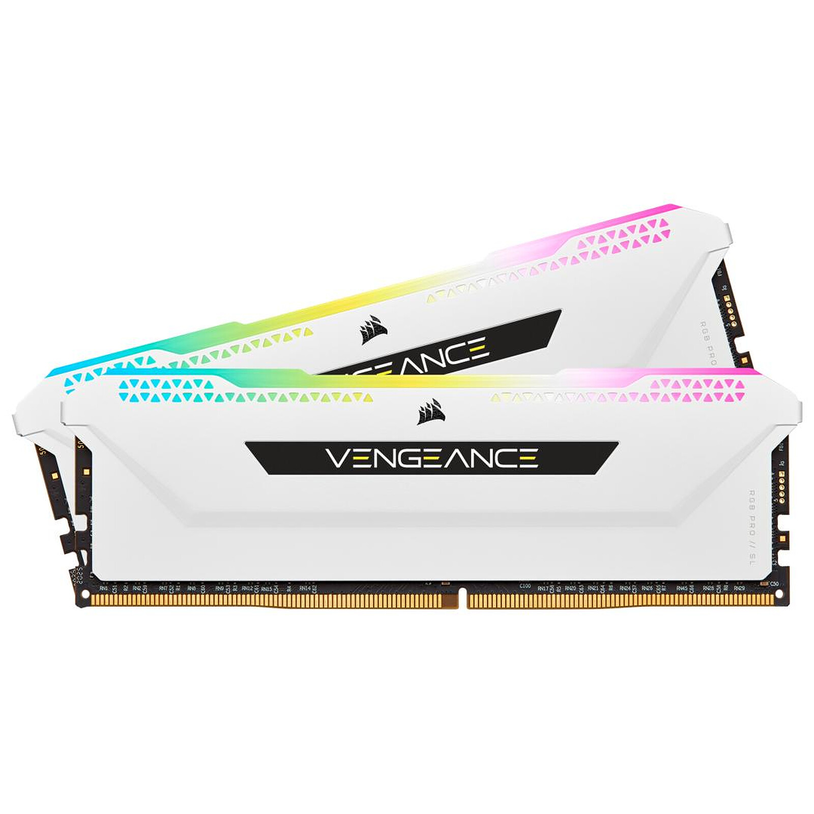 Mémoire RAM Corsair Vengeance RGB Pro SL Blanche - 2 x 8 Go (16 Go) - DDR4 3200 MHz - CL16 - Autre vue