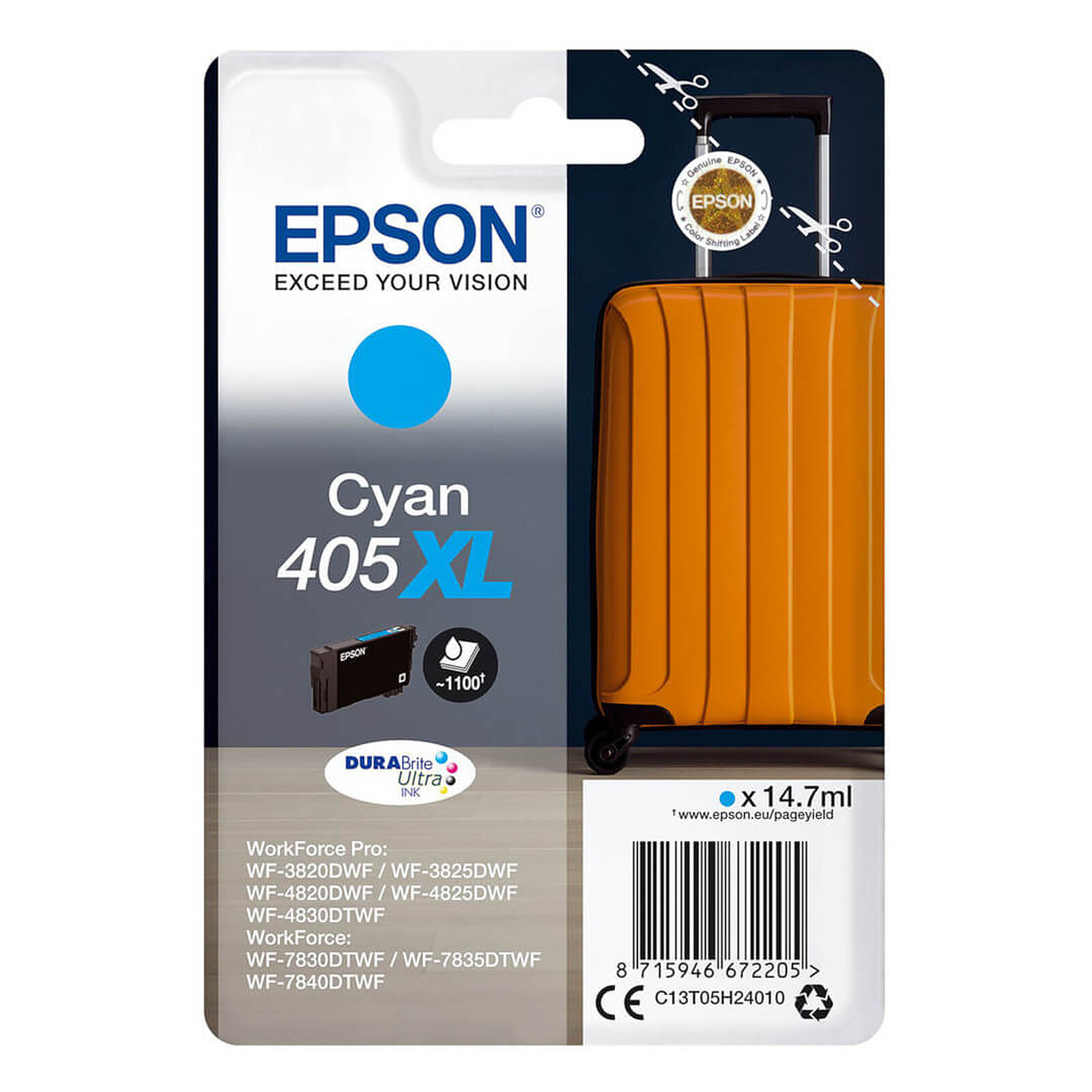 Cartouche d'encre Epson Valise 405XL Cyan - Autre vue