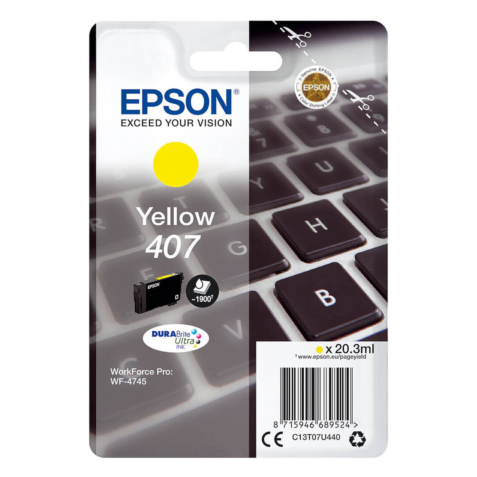 Cartouche d'encre Epson Clavier 407 Jaune - Autre vue